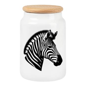 Zèbre - Boîte à biscuits avec couvercle en bois - blanc - Devant