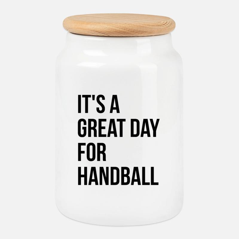 Handball - Keksdose mit Holzdeckel - Weiß