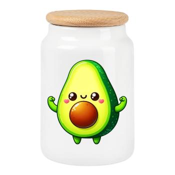 Avocado - Cookie Jar with Wooden Lid - white - Front