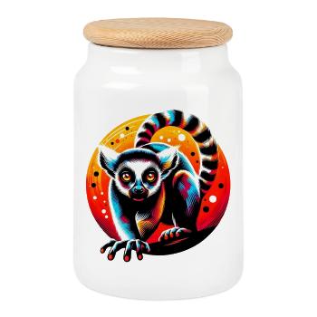 Lémurien - Boîte à biscuits avec couvercle en bois - blanc - Devant