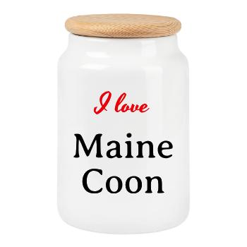 I love Maine Coon - Boîte à biscuits avec couvercle en bois - blanc - Devant