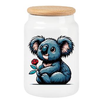 Koala - Cookie Jar with Wooden Lid - white - Front