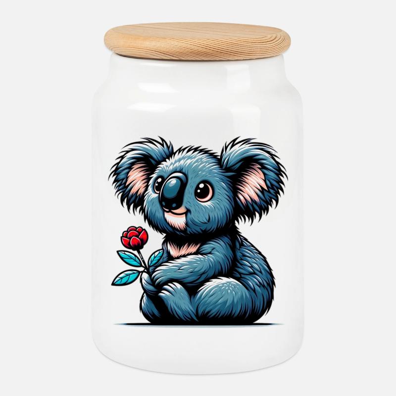 Koala - Keksdose mit Holzdeckel - Weiß