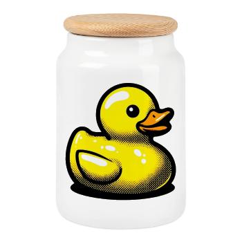 Ente Ente Ente Ente Ente - Keksdose mit Holzdeckel - Weiß - Vorne