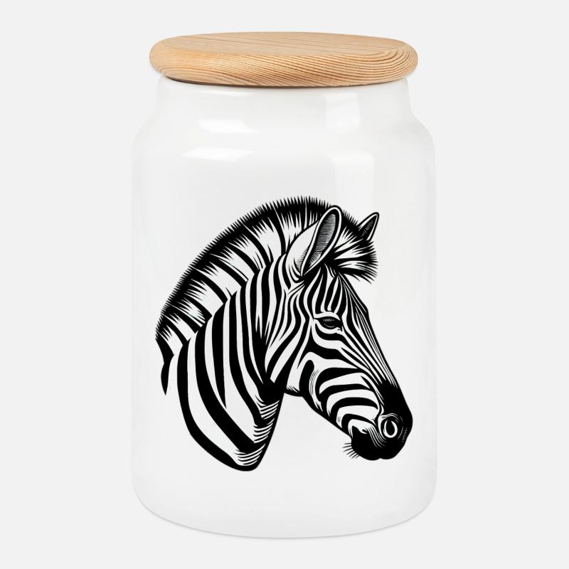 Zebra - Keksdose mit Holzdeckel - Weiß