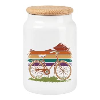 Firmenfahrrad-Enthusiast Vintage-Design - Keksdose mit Holzdeckel - Weiß - Vorne
