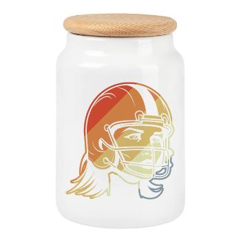 Football Player - Cookie Jar with Wooden Lid - white - Front