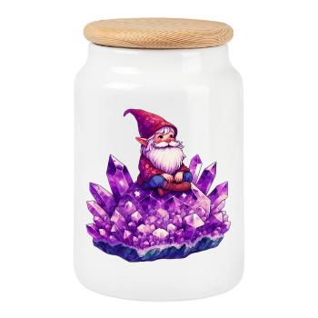 Gnome - Cookie Jar with Wooden Lid - white - Front