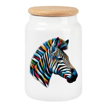 Zebra - Keksdose mit Holzdeckel - Weiß - Vorne