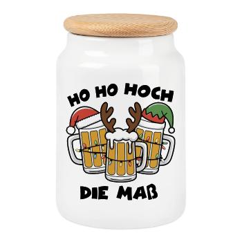 Dreier Festbier Gläser Toast Weihnachtsbier - Keksdose mit Holzdeckel - Weiß - Vorne