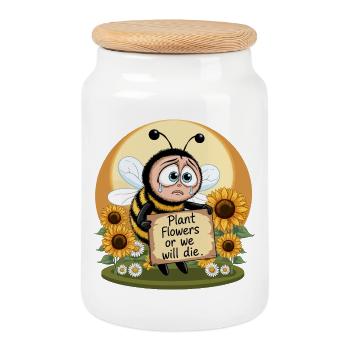 Bienen Retten - Keksdose mit Holzdeckel - Weiß - Vorne