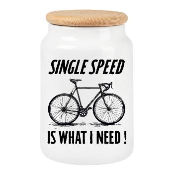 Single Speed is what i need - Cookie Jar with Wooden Lid - white - Front