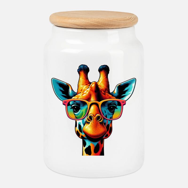Giraffe - Keksdose mit Holzdeckel - Weiß