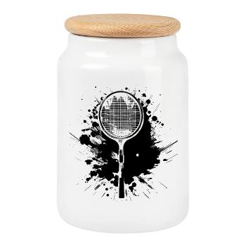 Raquettes de badminton - Boîte à biscuits avec couvercle en bois - blanc - Devant