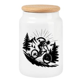 MTB Mountainbike - Keksdose mit Holzdeckel - Weiß - Vorne