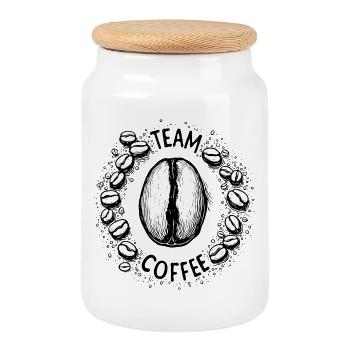 Team Coffee , Team Kaffee, Kaffee Lover - Keksdose mit Holzdeckel - Weiß - Vorne