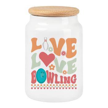 Live Love Bowling - Keksdose mit Holzdeckel - Weiß - Vorne