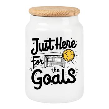 Just Here for the Goals - Cookie Jar with Wooden Lid - white - Front