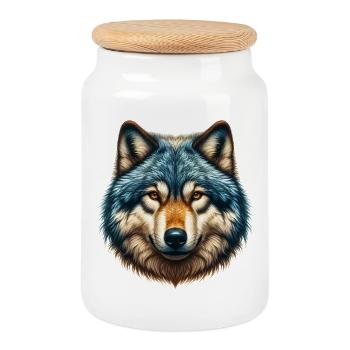 Wolf - Keksdose mit Holzdeckel - Weiß - Vorne