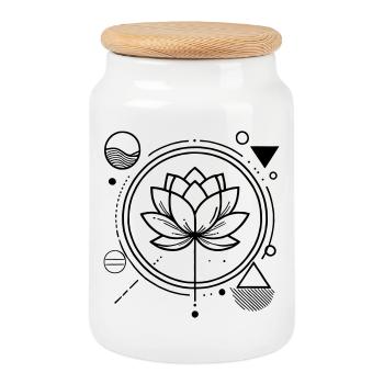 Zen Lotus – Calm, Strength & Energy - Cookie Jar with Wooden Lid - white - Front