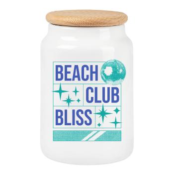 Beach Club Bliss – Summer & Party Vibes - Cookie Jar with Wooden Lid - white - Front
