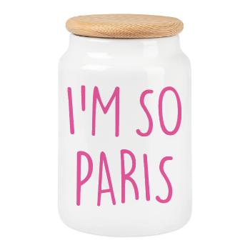 I'M SO PARIS - Cookie Jar with Wooden Lid - white - Front