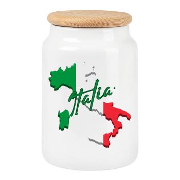 Flag of Italy, Italian pride - Cookie Jar with Wooden Lid - white - Front