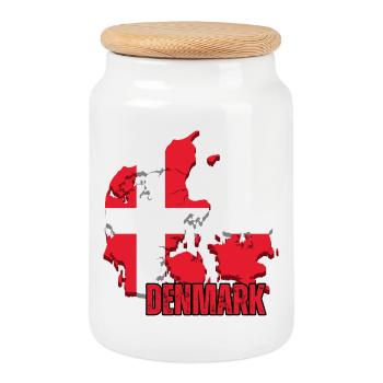 Danish pride, flag of Denmark - Cookie Jar with Wooden Lid - white - Front