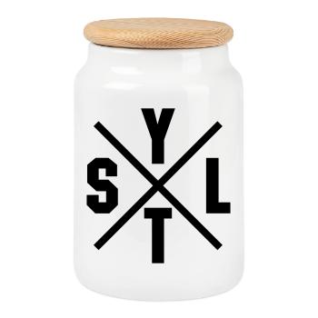 Sylt Cross - Cookie Jar with Wooden Lid - white - Front