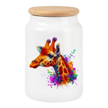 Giraffe - Keksdose mit Holzdeckel - Weiß - Vorne