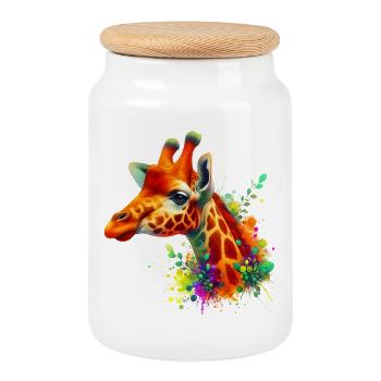 Giraffe - Keksdose mit Holzdeckel - Weiß - Vorne