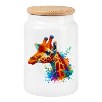 Giraffe - Keksdose mit Holzdeckel - Weiß - Vorne
