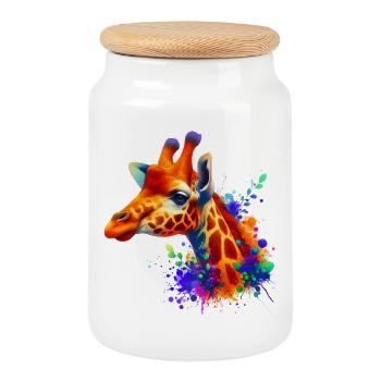 Giraffe - Keksdose mit Holzdeckel - Weiß - Vorne