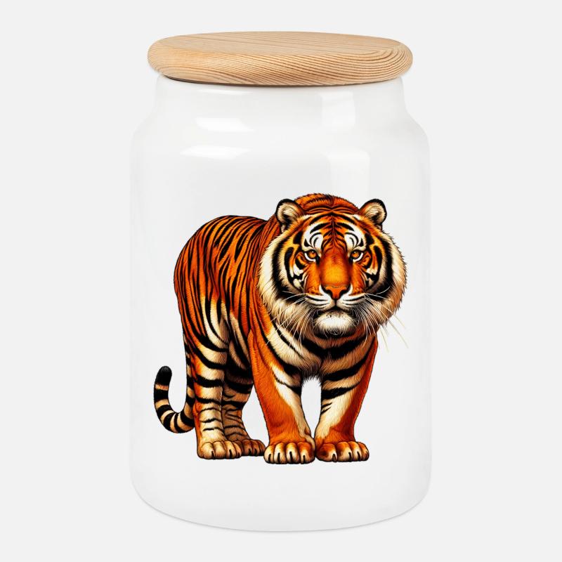 Tiger - Keksdose mit Holzdeckel - Weiß