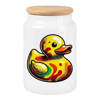 Duckling Duck Duck Duck - Cookie Jar with Wooden Lid - white - Front