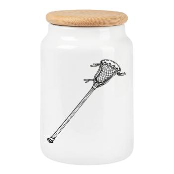 Lacrosse Schläger - Keksdose mit Holzdeckel - Weiß - Vorne