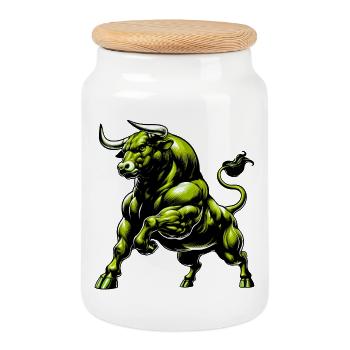 Taureau - Boîte à biscuits avec couvercle en bois - blanc - Devant