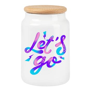 Let’s Go – Neon Power - Keksdose mit Holzdeckel - Weiß - Vorne