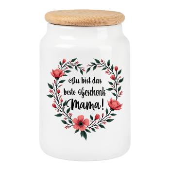 You are the best gift mom ! - Cookie Jar with Wooden Lid - white - Front