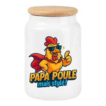 Poulet Style Mode Chic - Boîte à biscuits avec couvercle en bois - blanc - Devant