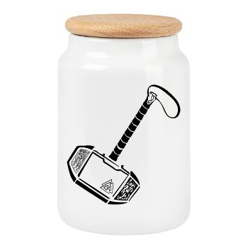 Mjölnir new look - Cookie Jar with Wooden Lid - white - Front