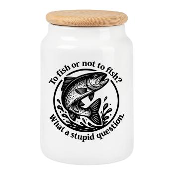 Source de poisson Question Motif - Boîte à biscuits avec couvercle en bois - blanc - Devant