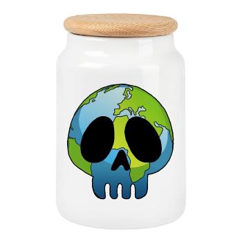 Skull of Planet Earth - Cookie Jar with Wooden Lid - white - Front