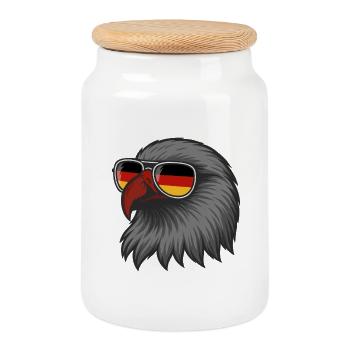 Aigle allemand avec drapeau dans des lunettes DE - Boîte à biscuits avec couvercle en bois - blanc - Devant