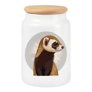 Candace Maskottchen in lustiger Form - Keksdose mit Holzdeckel - Weiß - Vorne