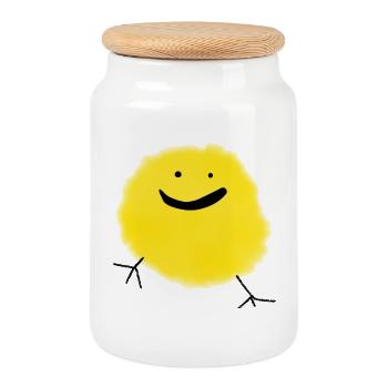 Küken Ostern smile lustig Kinder flauschig süß Fan - Keksdose mit Holzdeckel - Weiß - Vorne