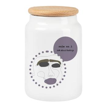 talk about feelings 2 - Cookie Jar with Wooden Lid - white - Front