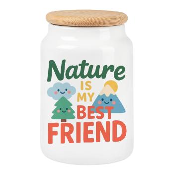 Nature is my best friend - Boîte à biscuits avec couvercle en bois - blanc - Devant