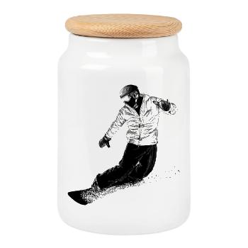 Snowboarder - Keksdose mit Holzdeckel - Weiß - Vorne