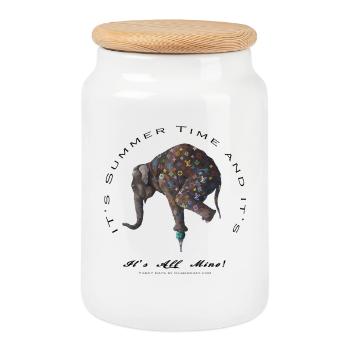 Mode Elefant - Keksdose mit Holzdeckel - Weiß - Vorne